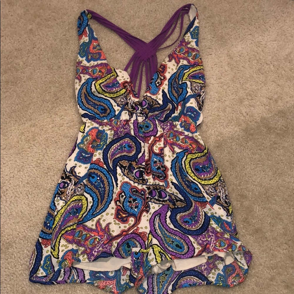 multi colored paisley romper